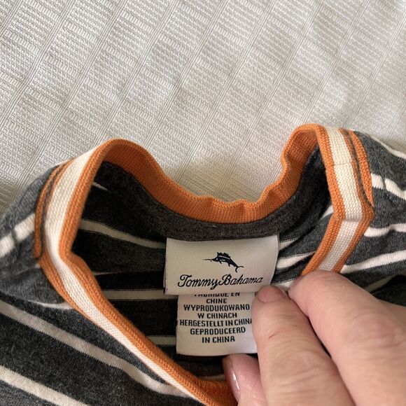 Tommy Bahamas Boys Stripe Tee Orange Gray 3T - Picture 3 of 5